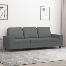 3-Seater Sofa Grey Fabric 180cm Living Room Couch Comfortable Lounge Seat