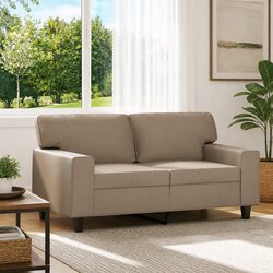 2-Seater Sofa Brown Faux Leather Modern Lounge Couch Living Room Furniture