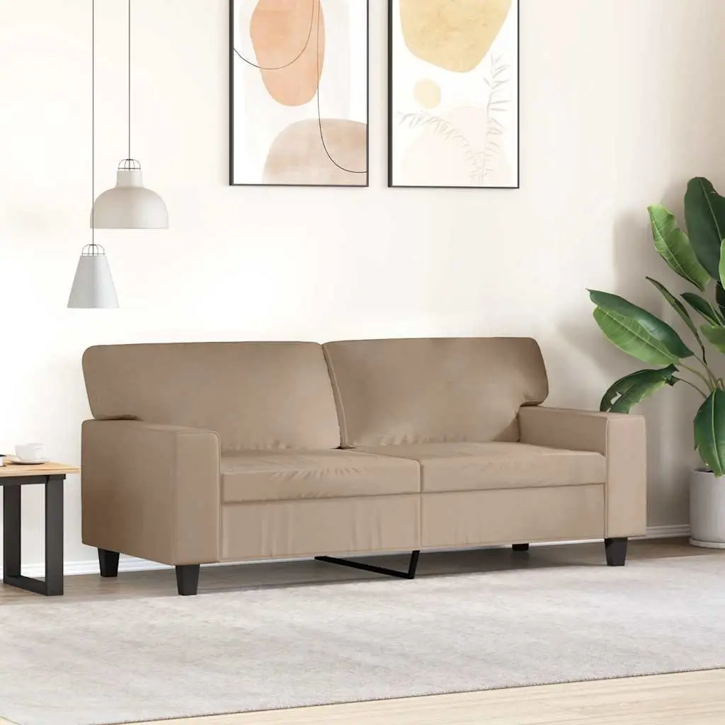 2-Seater Sofa Brown Faux Leather Modern Living Room Couch 140cm Comfortable