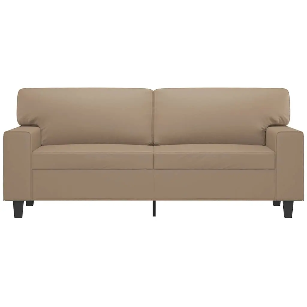 2-Seater Sofa Brown Faux Leather Modern Living Room Couch 140cm Comfortable