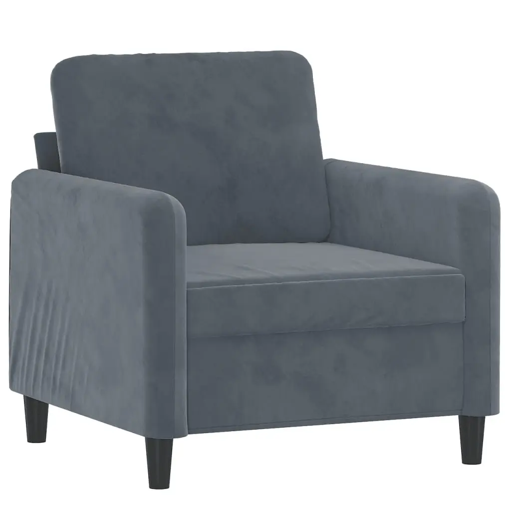 Sofa Chair Grey Velvet 60cm Modern Accent Armchair
