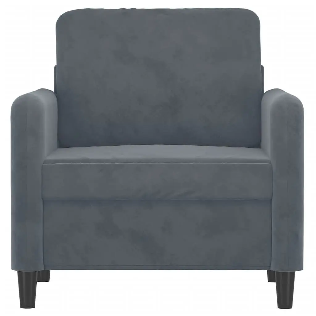 Sofa Chair Grey Velvet 60cm Modern Accent Armchair