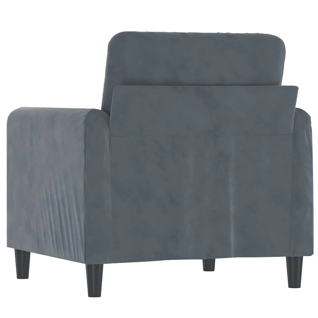 Sofa Chair Grey Velvet 60cm Modern Accent Armchair