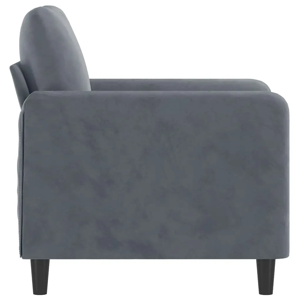 Sofa Chair Grey Velvet 60cm Modern Accent Armchair