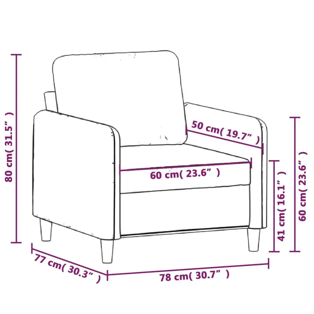 Sofa Chair Grey Velvet 60cm Modern Accent Armchair