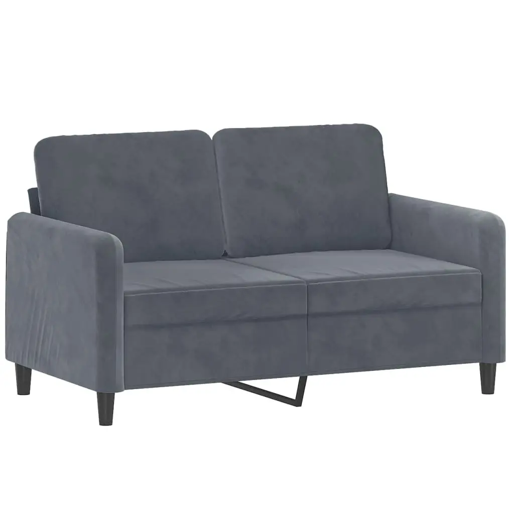2-Seater Sofa Grey Velvet 120cm Modern Living Room Couch Comfortable Padded