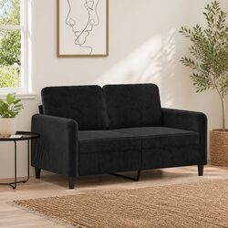 2-Seater Sofa Black 120cm Velvet Upholstered Living Room Couch Modern Design