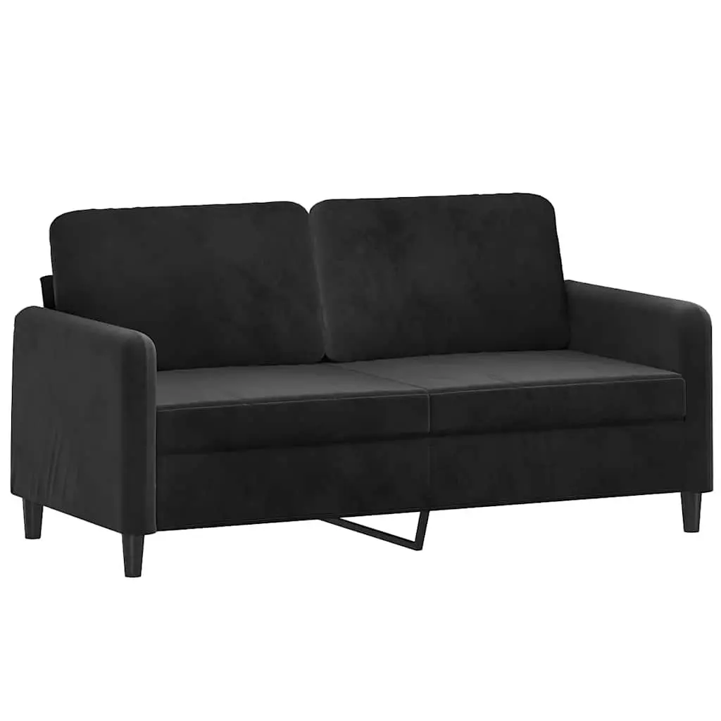2-Seater Sofa Velvet Upholstered 140cm Black Modern Lounge Couch