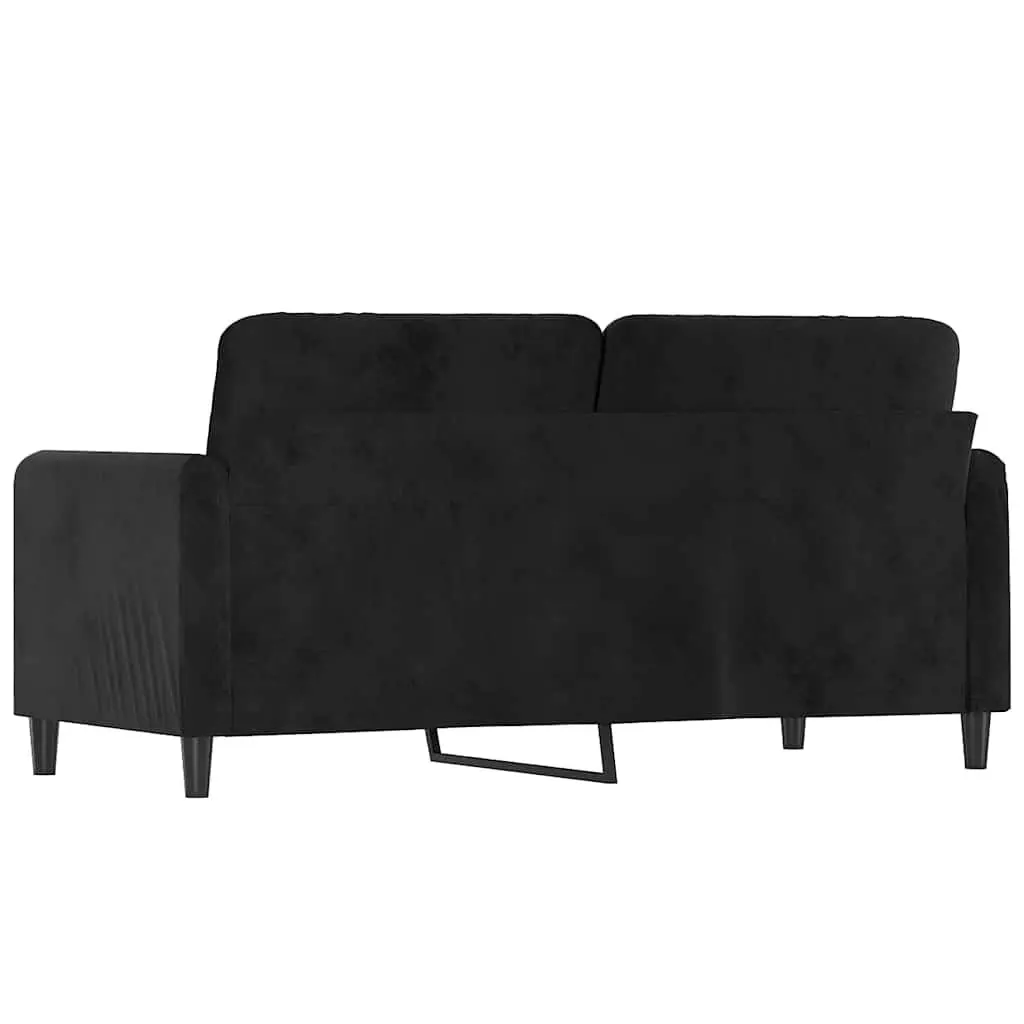 2-Seater Sofa Velvet Upholstered 140cm Black Modern Lounge Couch