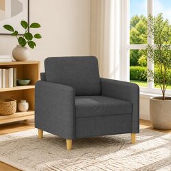 Grey Fabric Sofa Chair 60cm Wide Armchair Padded Seat Living Room Furniture