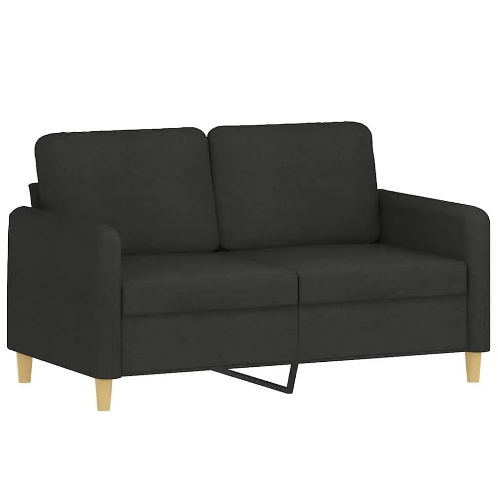 2-Seater Sofa Black 120cm Fabric Living Room Couch Armrest Back Cushions Modern