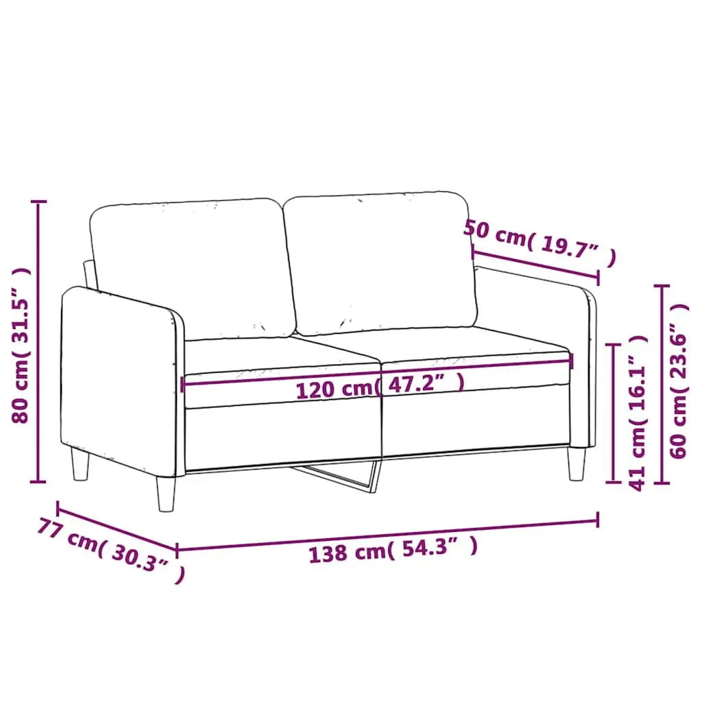 2-Seater Sofa Black 120cm Fabric Living Room Couch Armrest Back Cushions Modern