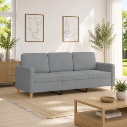 3-Seater Sofa Grey Fabric 180cm Upholstered Couch Living Room Furniture