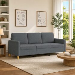 3-Seater Sofa Grey Fabric 180cm Living Room Couch Lounge Seat Furniture