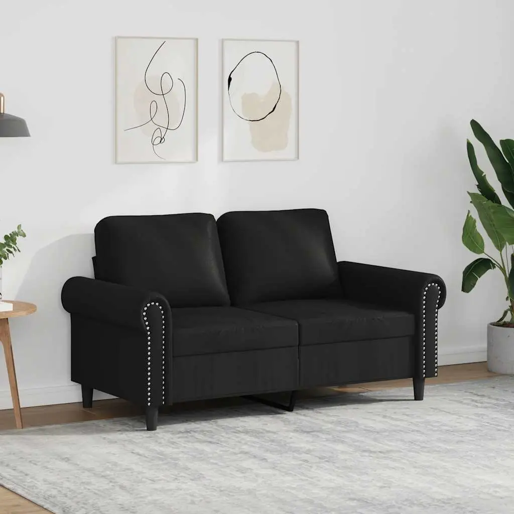 2-Seater Sofa Black 120cm Modern Living Room Couch Faux Leather Furniture