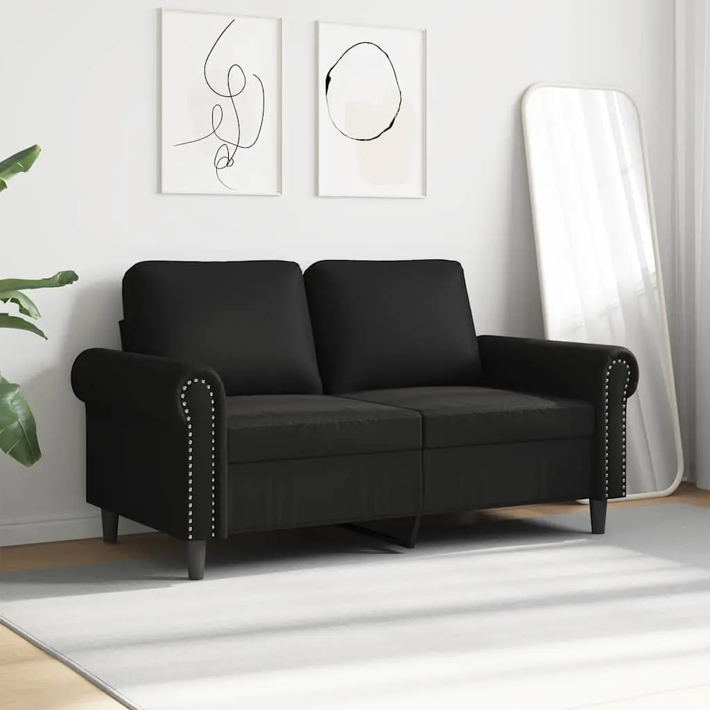 2-Seater Sofa Black 120cm Modern Living Room Couch Faux Leather Furniture