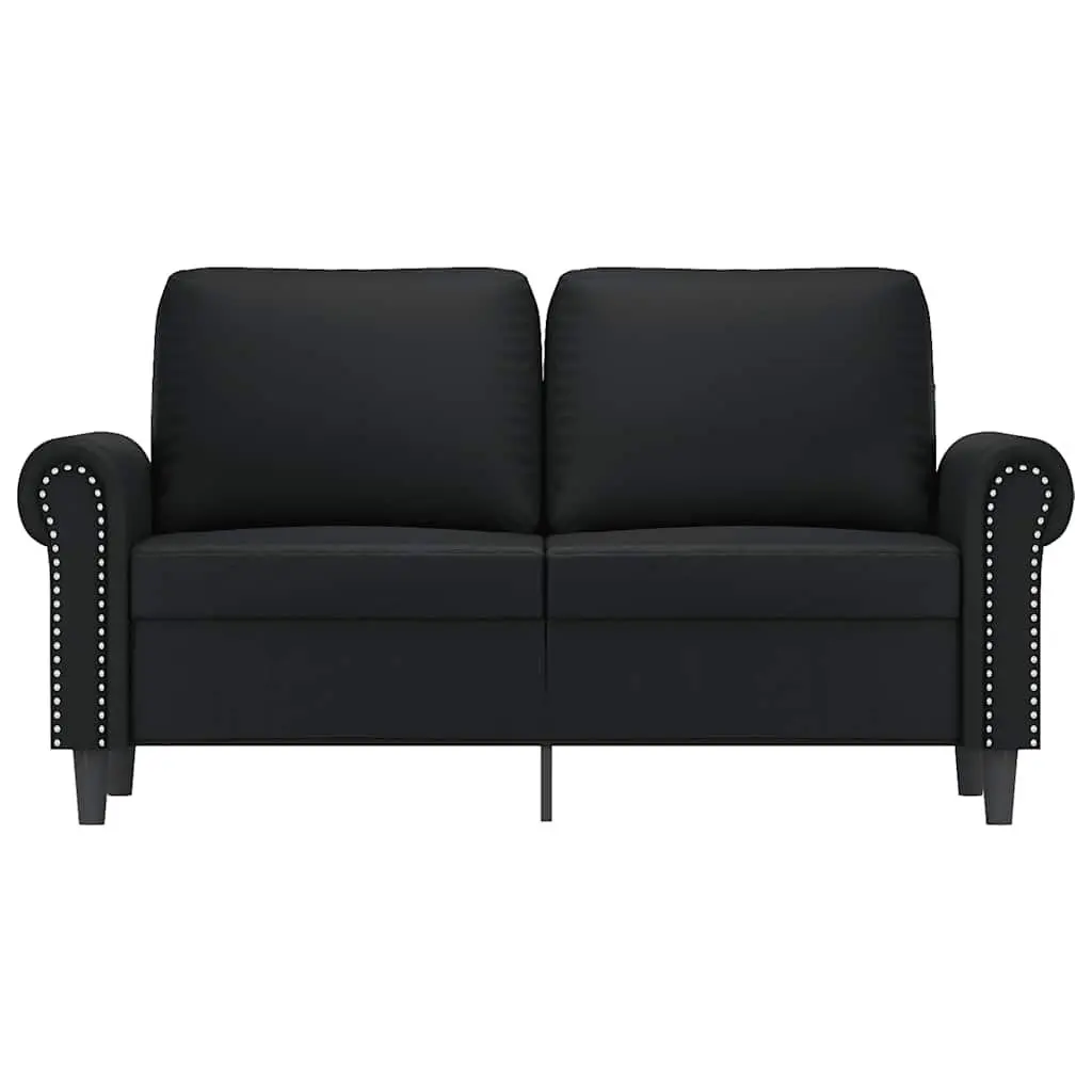 2-Seater Sofa Black 120cm Modern Living Room Couch Faux Leather Furniture