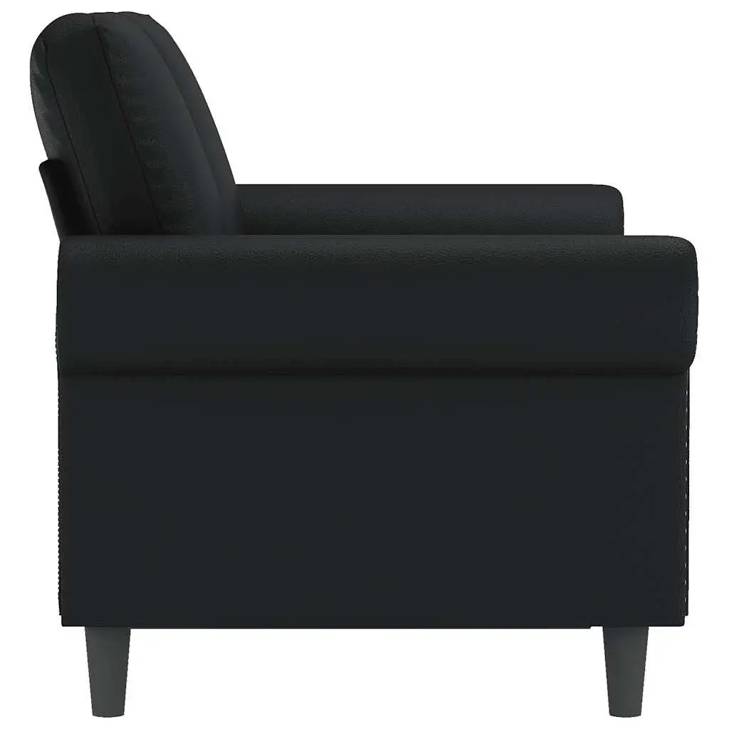 2-Seater Sofa Black 120cm Modern Living Room Couch Faux Leather Furniture