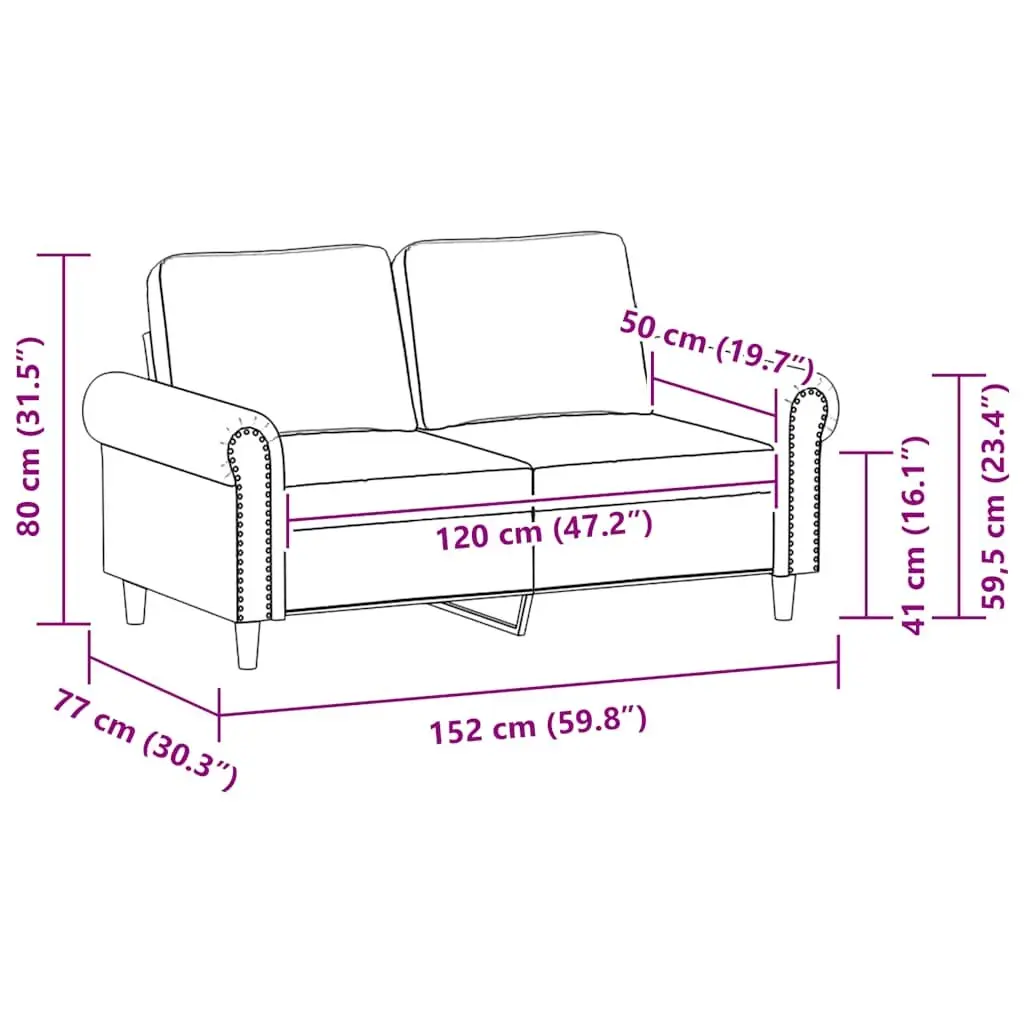 2-Seater Sofa Black 120cm Modern Living Room Couch Faux Leather Furniture