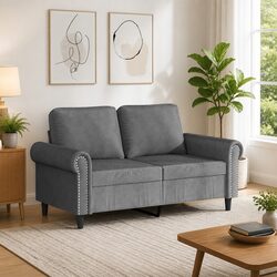 2-Seater Sofa Grey 120cm Velvet Lounge Couch Living Room Furniture