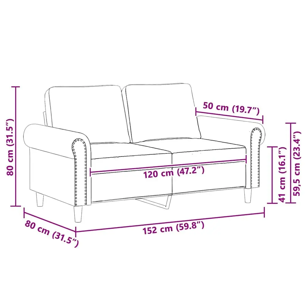 2-Seater Sofa Velvet Grey 120cm Modern Lounge Couch