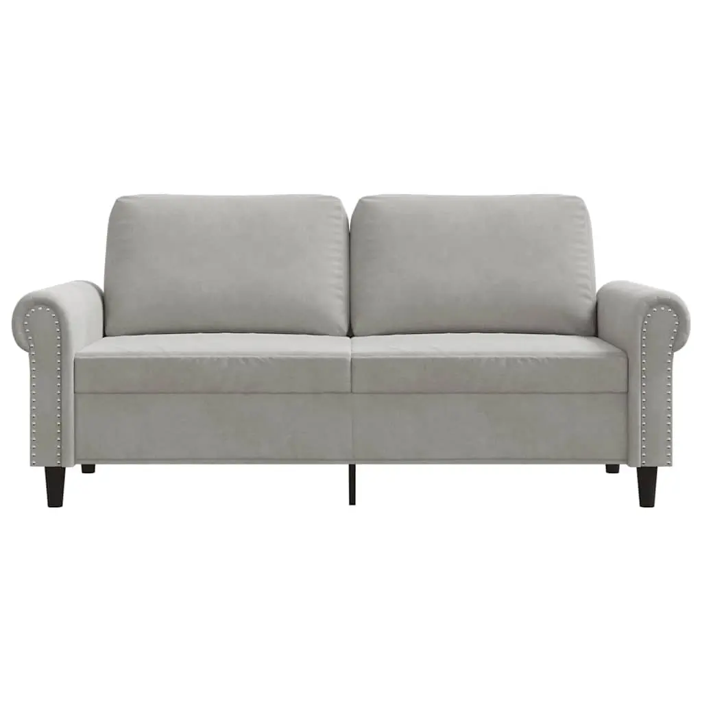 2-Seater Sofa Velvet Upholstered Grey 140cm Modern Living Room Lounge Couch
