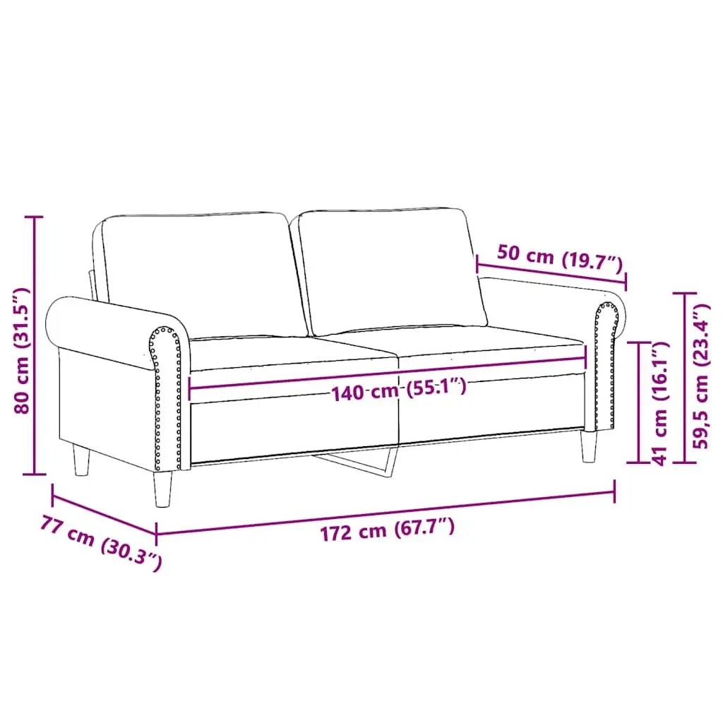 2-Seater Sofa Velvet Upholstered Grey 140cm Modern Living Room Lounge Couch
