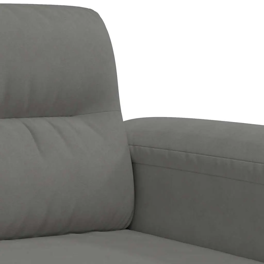 2-Seater Sofa Grey Microfibre Upholstered Couch 120cm Modern Living Room