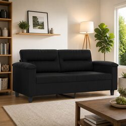 2-Seater Sofa Black 140cm Modern Living Room Couch Lounge Furniture