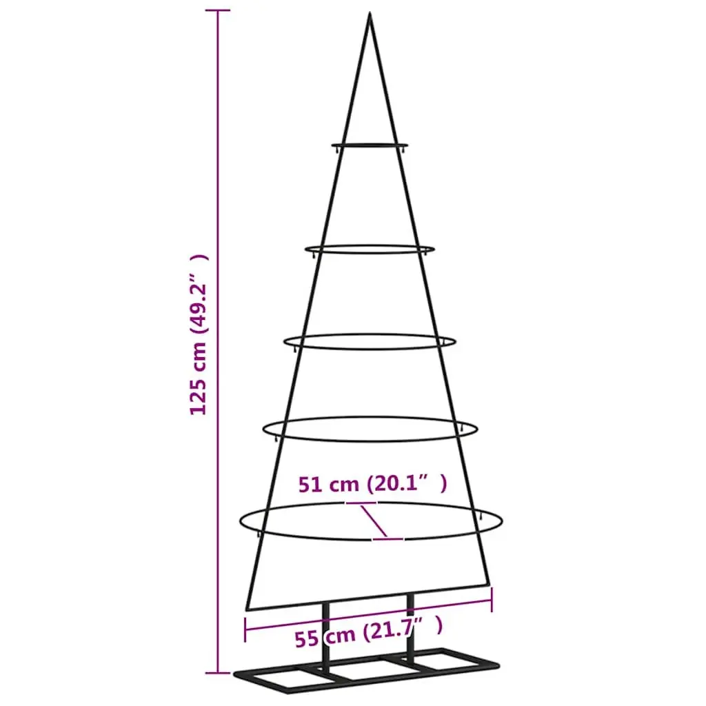 Metal Christmas Tree Frame 125cm Black Modern DIY Decoration Disassemblable