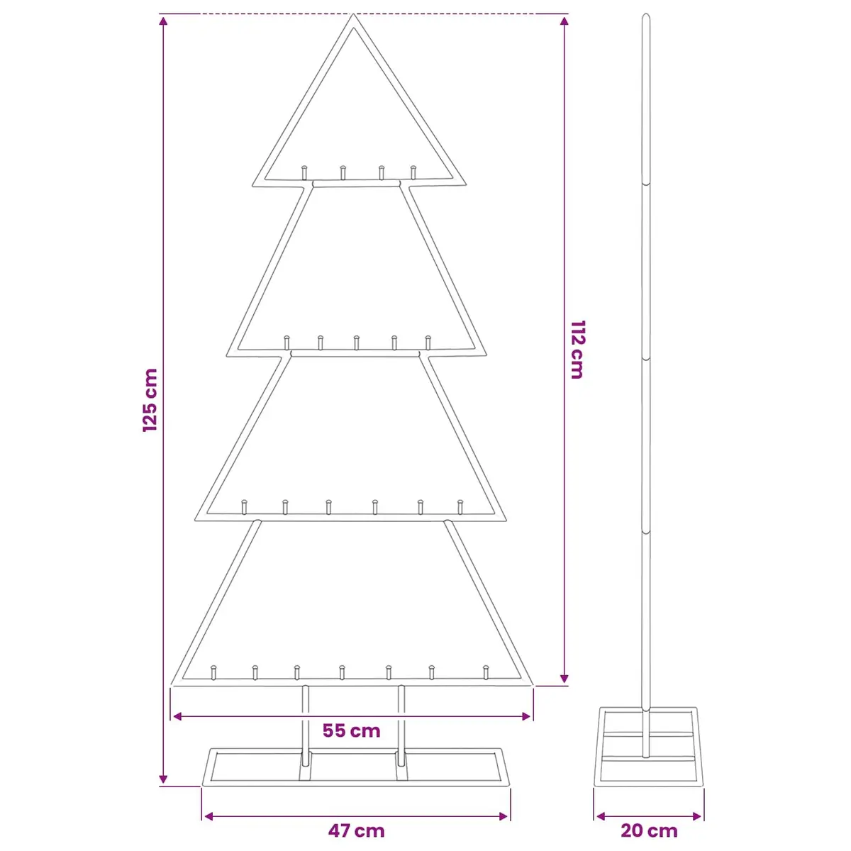 Metal Christmas Tree Frame 125cm Decoration DIY Ornaments Black Modern Holiday