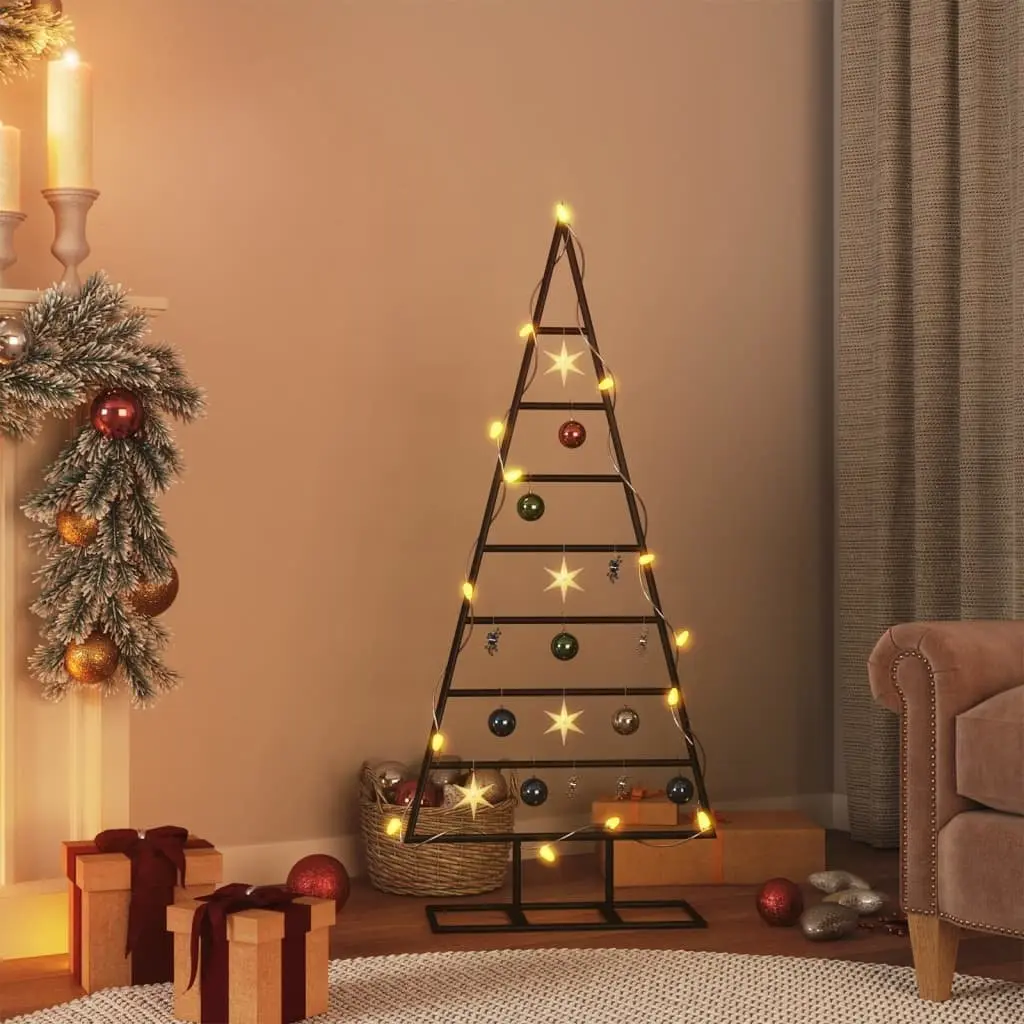 Metal Christmas Tree Frame Black 125cm Decorative Holiday Stand DIY Modern