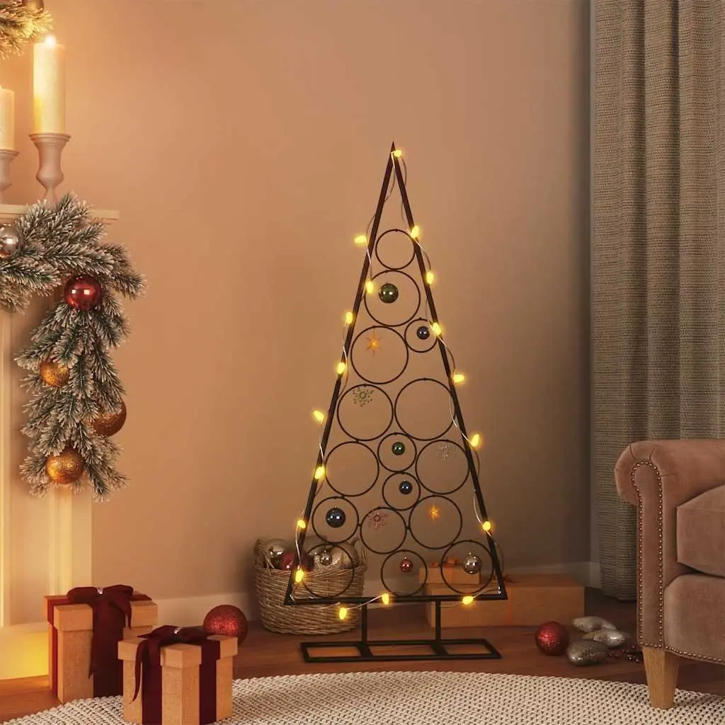 Metal Christmas Tree Frame DIY Decoration 125cm Black Steel Modern Home Decor