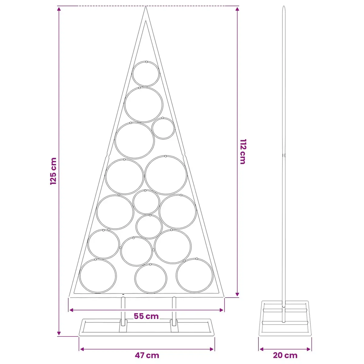 Metal Christmas Tree Frame DIY Decoration 125cm Black Steel Modern Home Decor