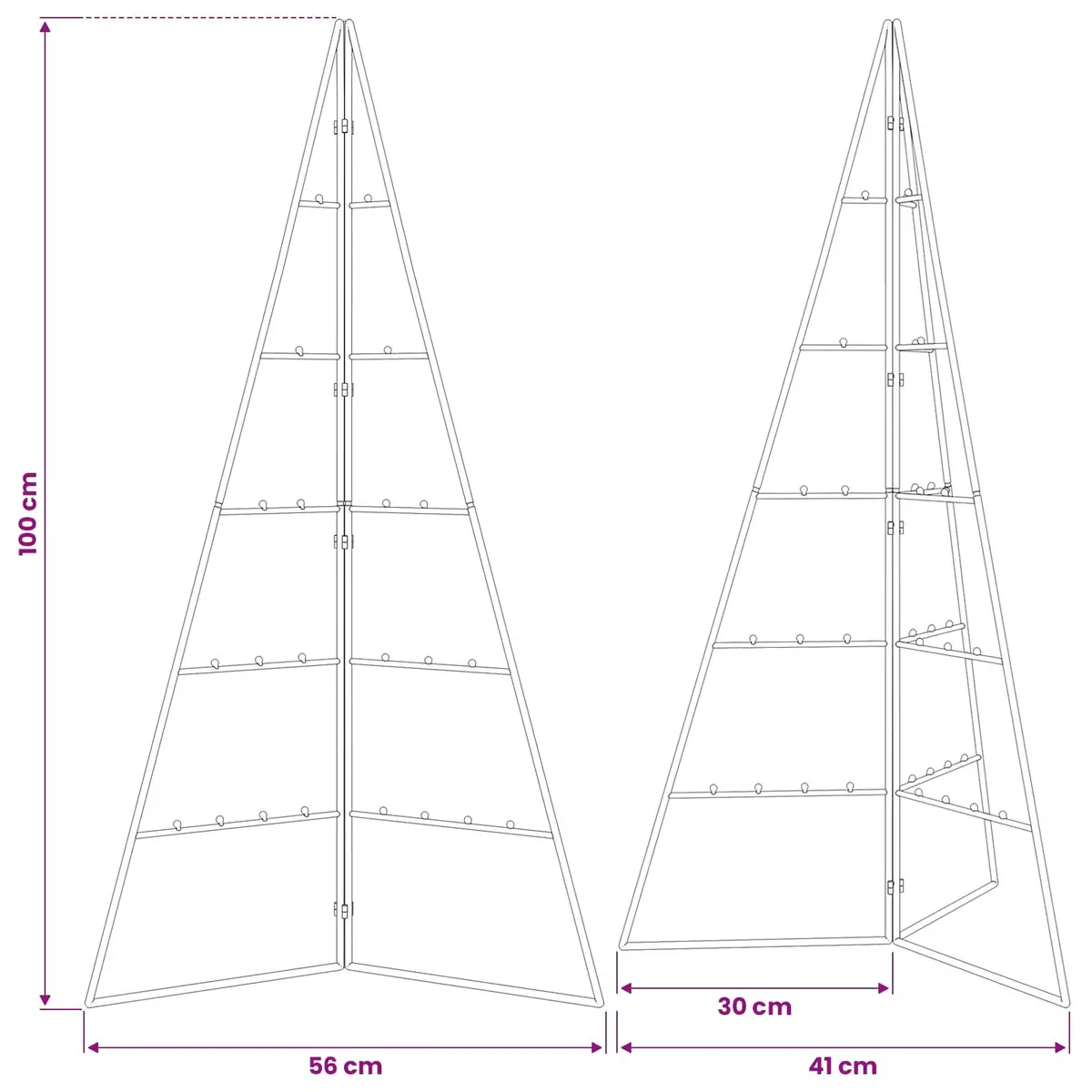 Metal Christmas Tree Frame 100cm Black Decoration DIY Xmas Stand Modern