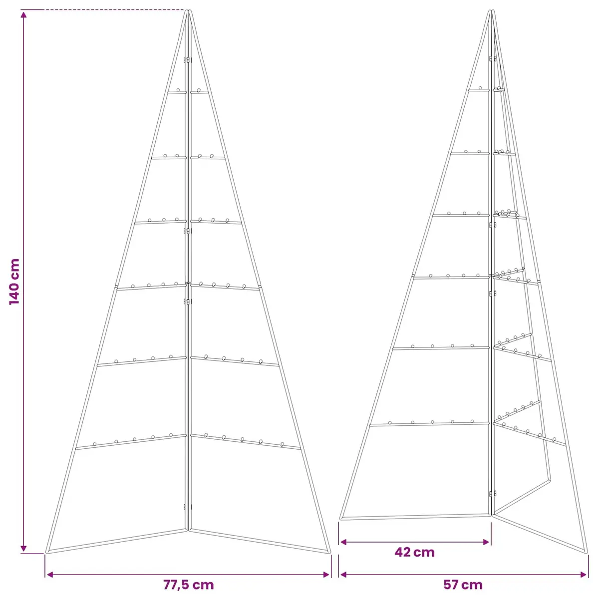 Metal Christmas Tree Frame Black 140cm Modern Decoration Stand DIY Seasonal