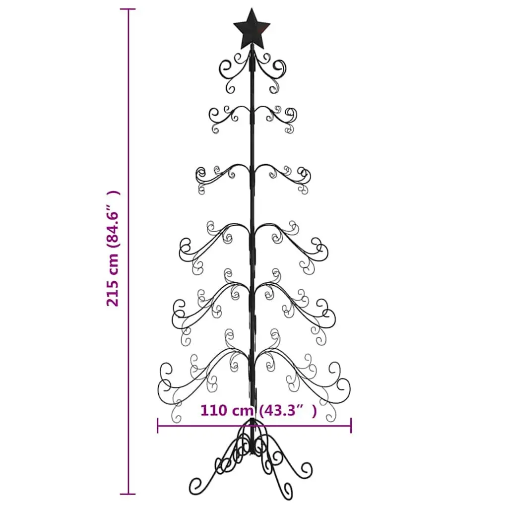 Metal Christmas Tree Frame 215cm Black Decoration DIY Xmas Artificial Tree Stand