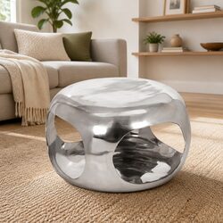 Coffee Table Modern Silver Accent Living Room Furniture Sturdy Tabletop Display