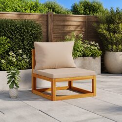 Garden Middle Sofa Modular Outdoor Sectional Unit with Taupe Cushions