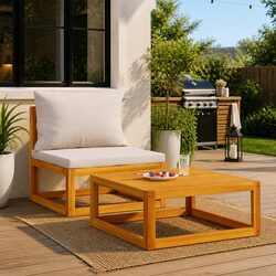 Outdoor Sectional Sofa Set with Coffee Table Cushions Grey Garden Lounge