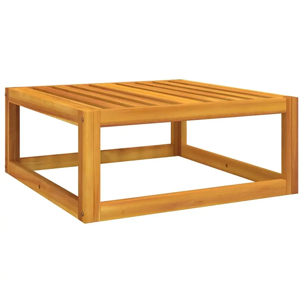 Outdoor Footrest with Grey Cushion Solid Acacia Wood Garden Seating Ottoman