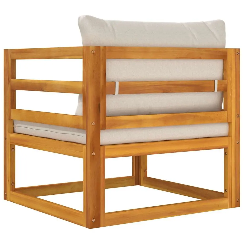 Outdoor Garden Chair Solid Wood Acacia Light Grey Cushions Backrest