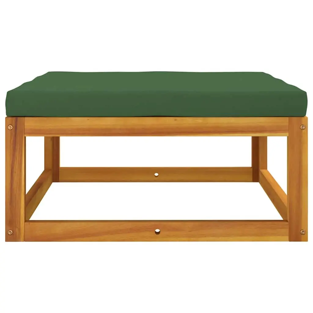 3 Piece Outdoor Lounge Set Solid Acacia Wood Modular Sectional Sofa with Cushions Green