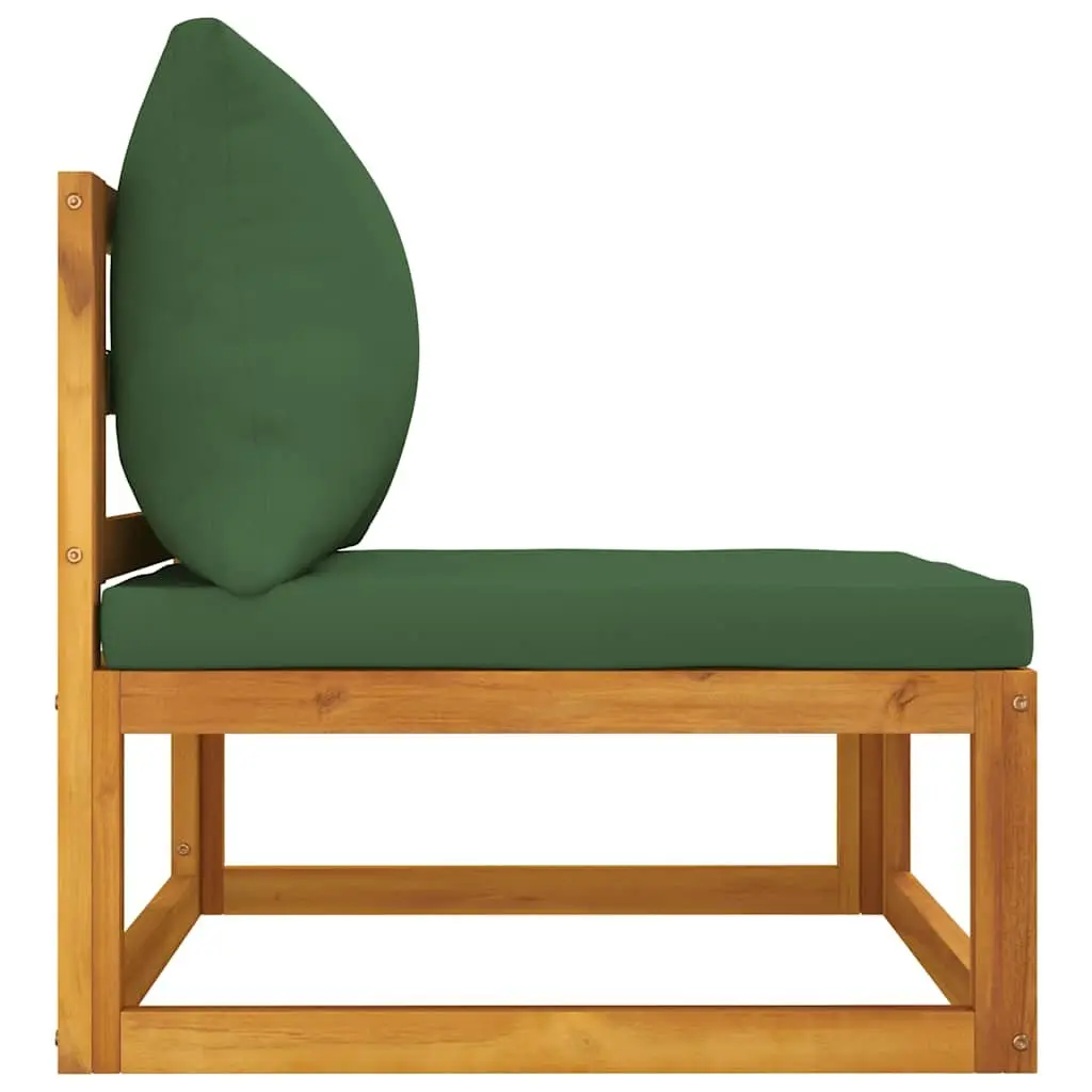 Outdoor Middle Sofa Section Acacia Wood Green Cushions