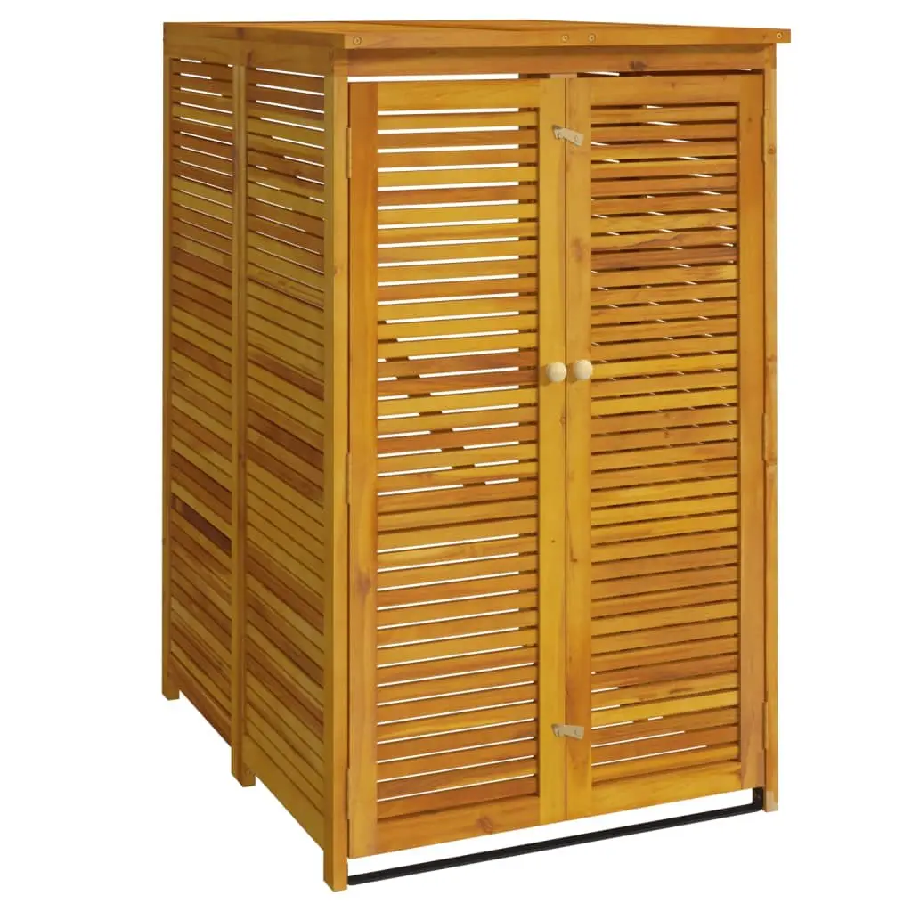 Solid Wood Garbage Bin Shed Lockable Doors Automatic Lid Opening Brown Acacia Wood