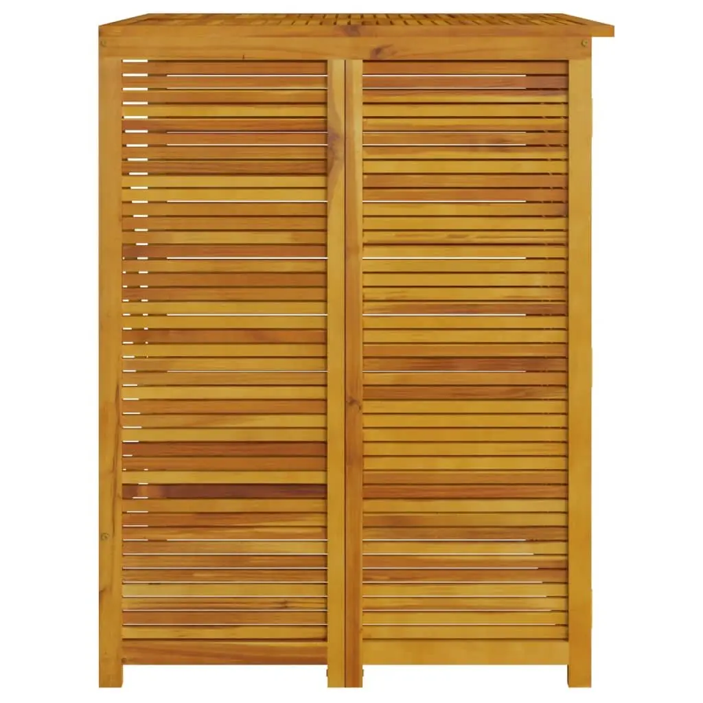 Solid Wood Garbage Bin Shed Lockable Doors Automatic Lid Opening Brown Acacia Wood