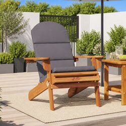 Adirondack Garden Chair Outdoor Lounge Seat with Cushions Foldable Wood