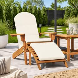 Adirondack Garden Chair Footrest Solid Acacia Wood Lounger Outdoor Seating