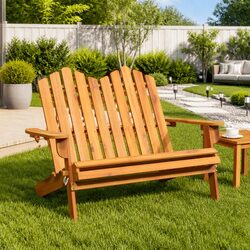 Adirondack Garden Bench 126cm Wooden Outdoor Seating Foldable Patio Furniture