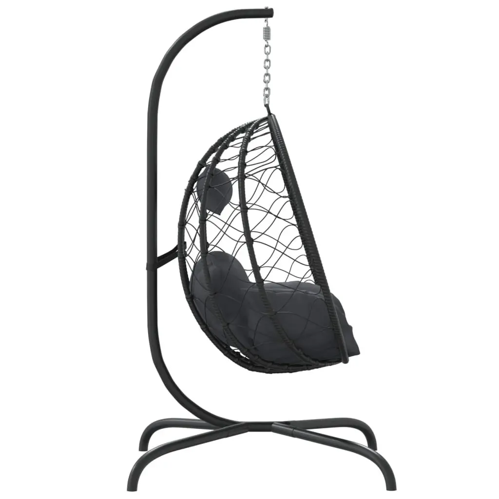 Hanging Egg Chair Outdoor Swing Seat Poly Rattan Steel Frame Anthracite